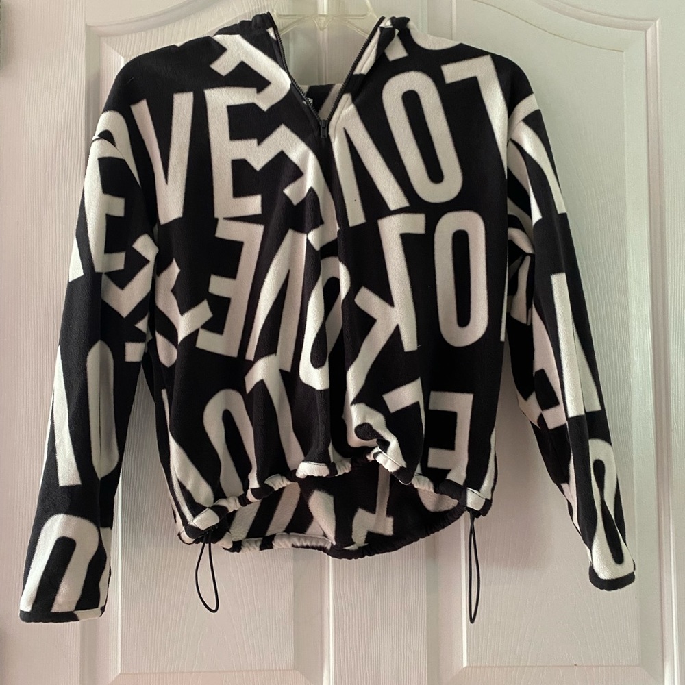 Black and white love half zip sweatshirt